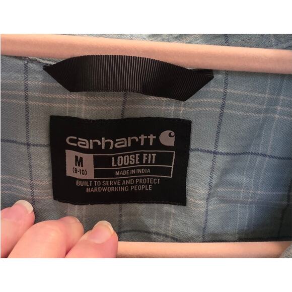 Carhartt Women’s MEDIUM (8-10) Loose Fit Cotton Flannel Shirt EUC - Picture 3 of 7